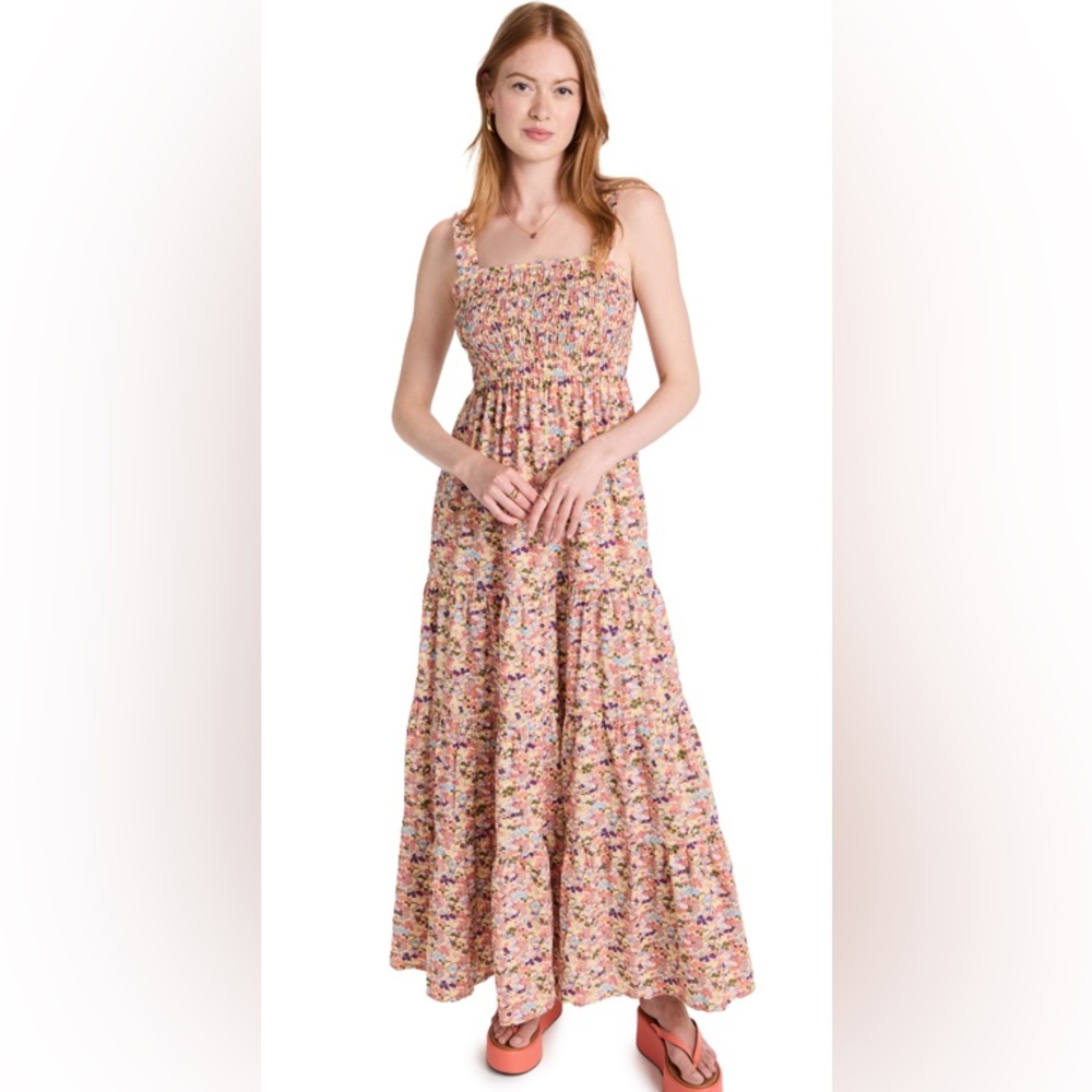 Scotch & Soda Strappy maxi dress smocked ditsy multicolor floral women’s size M